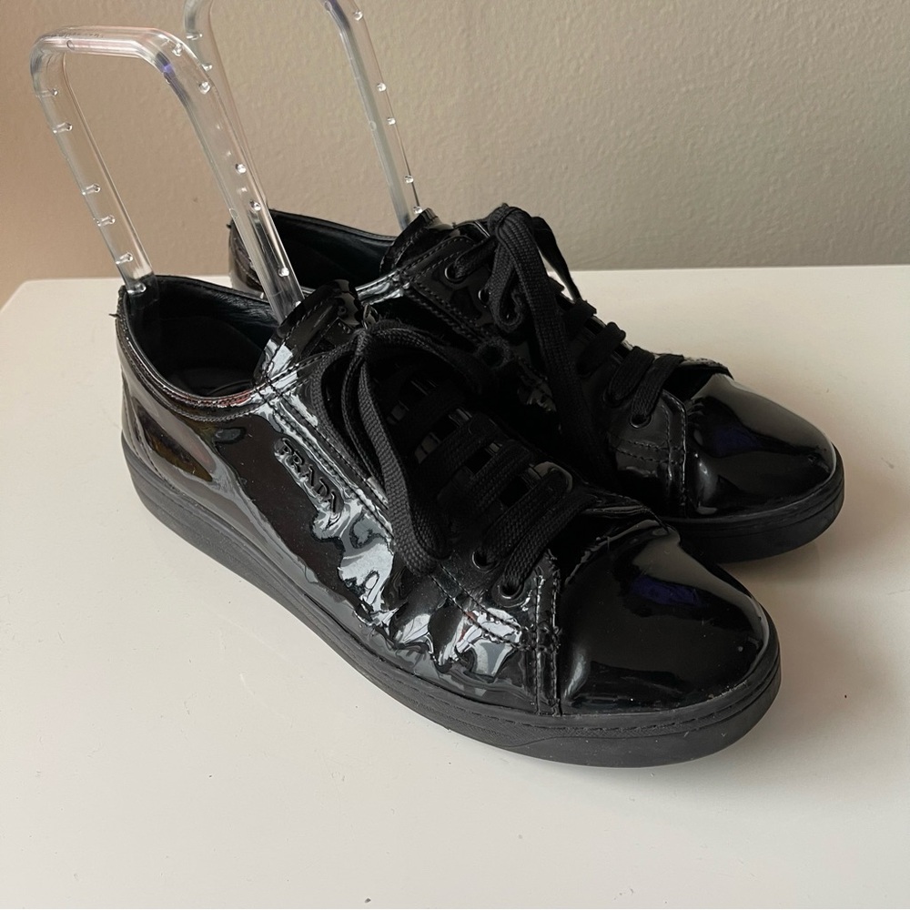 PRADA Black Patent Leather Sneakers - Picture 3 of 12